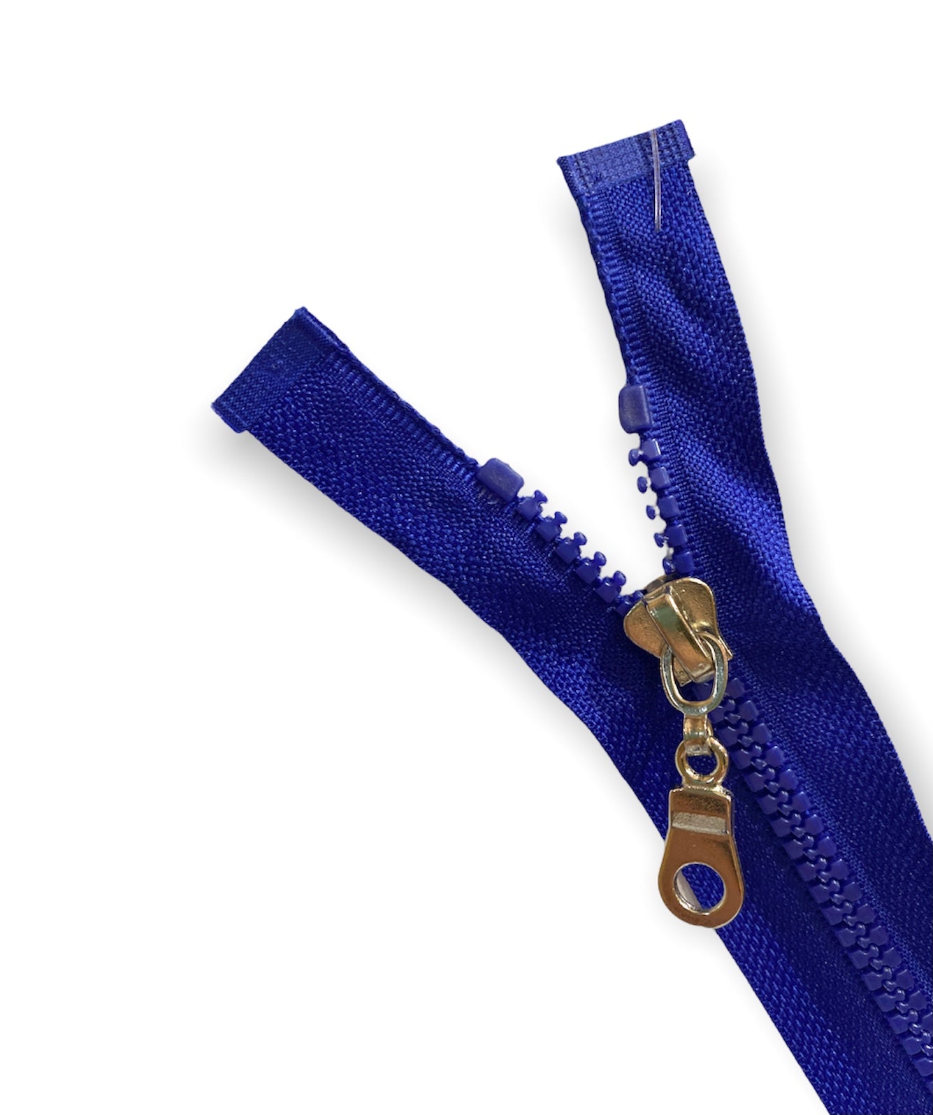 Bright blue open end zip